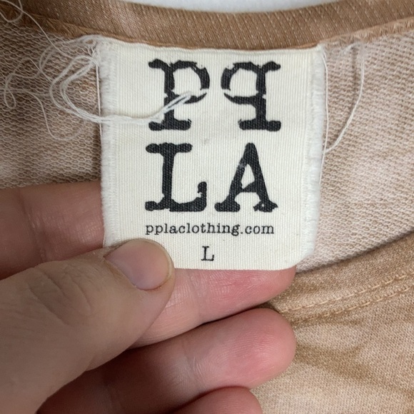 PPLA Petra cold shoulder top tan tie dye shirt size large - Picture 6 of 8